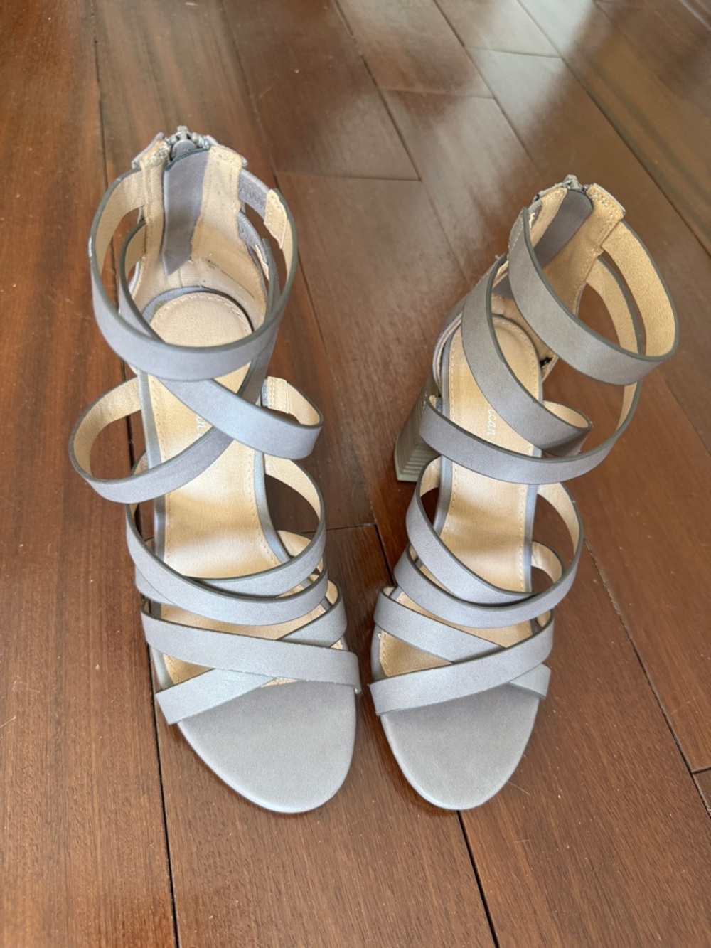Strappy Taupe Heeled Sandals -